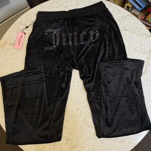 Juicy Couture black velour sleepwear pants size small HAS POCKETS!